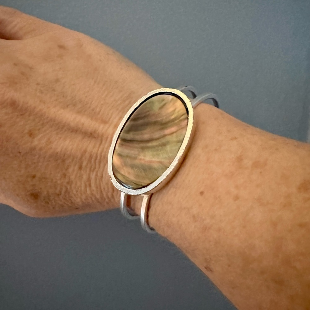 Silver and Gold Oval Bracelet